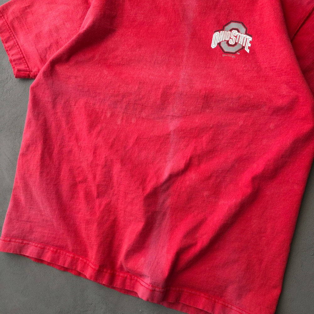 Vintage 90s Ohio State T-shirt XL Red Bleach Faded Fruit of the Loom - Picture 5 of 11